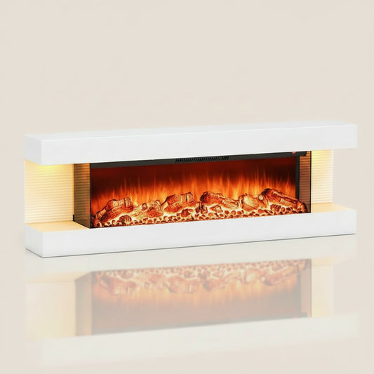 3-Sided Wall Mounted Electric Fireplace with Floating Mantle 36 Inch