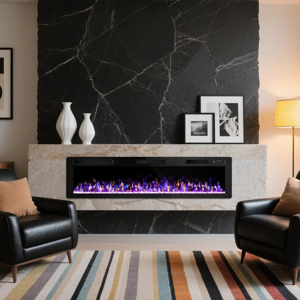 Ultra-Thin Electric Fireplace Heater Wall Mounted Freestanding 72 Inch