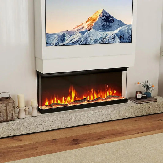 3-Sided Electric Fireplace Insert 40-inch 1200W Wall-Mount or Freestanding