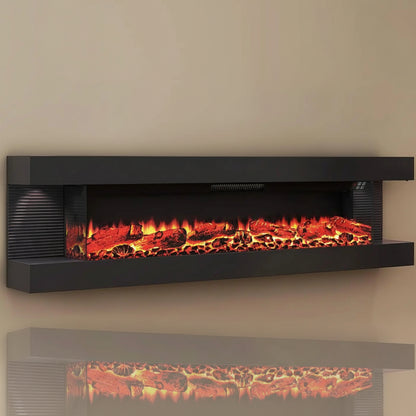 60-inch 3-Sided Wall Mount Electric Fireplace with LED Lights