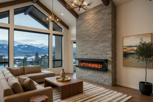GenFlame 60 Inch Electric Fireplace Insert - 3-Sided Floating Mantel Wall Mount LED