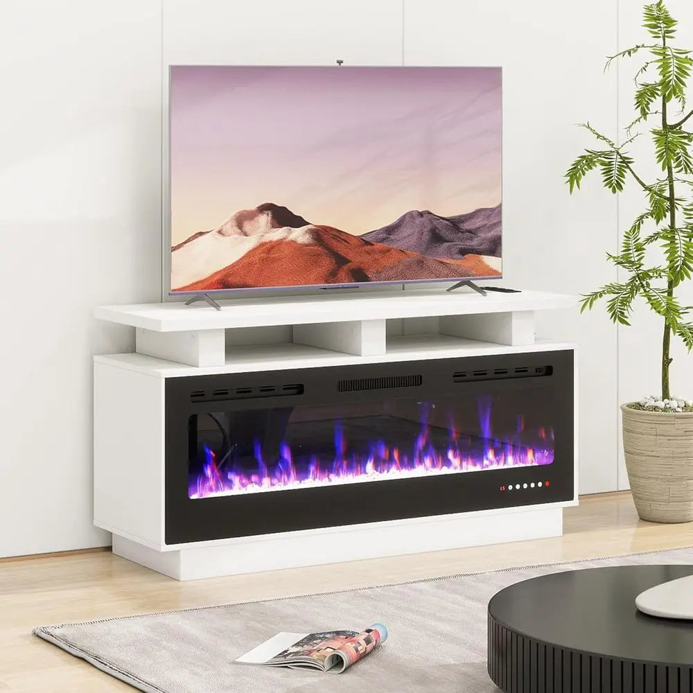 XMSJ 50 Electric Fireplace TV Stand with Mantel Entertainment Center