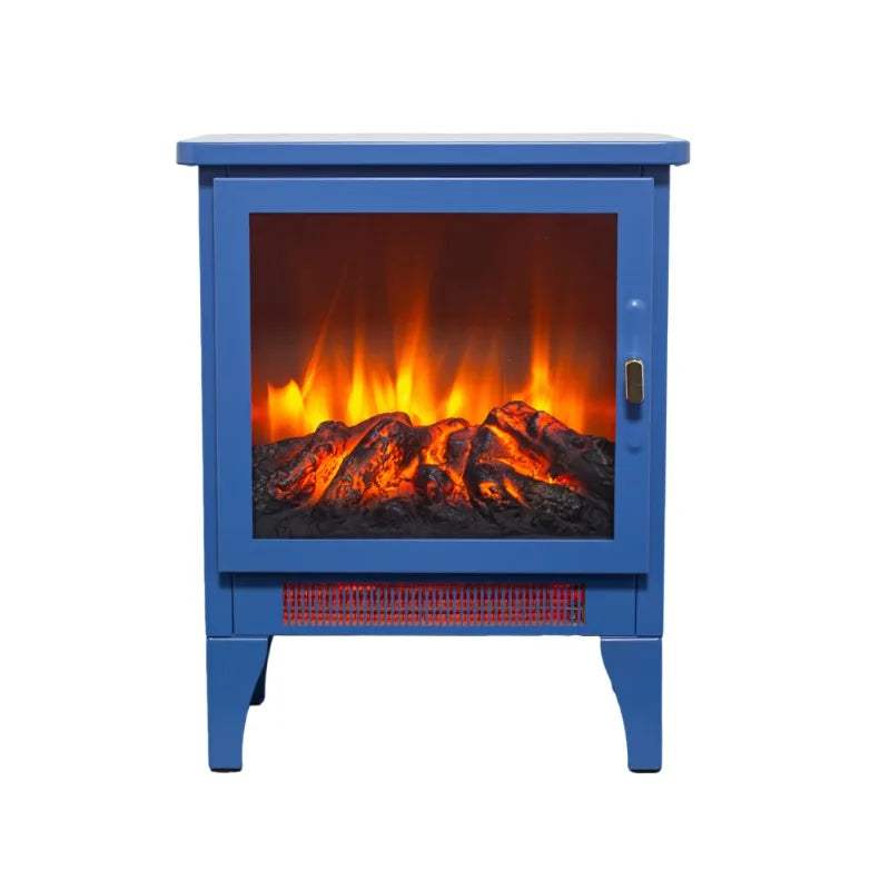 17 Inch Freestanding Electric Fireplace Stove Heater 3D Flame Blue