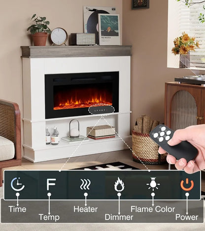 60-Inch Freestanding Electric Fireplace Heater with Mantel 1500W