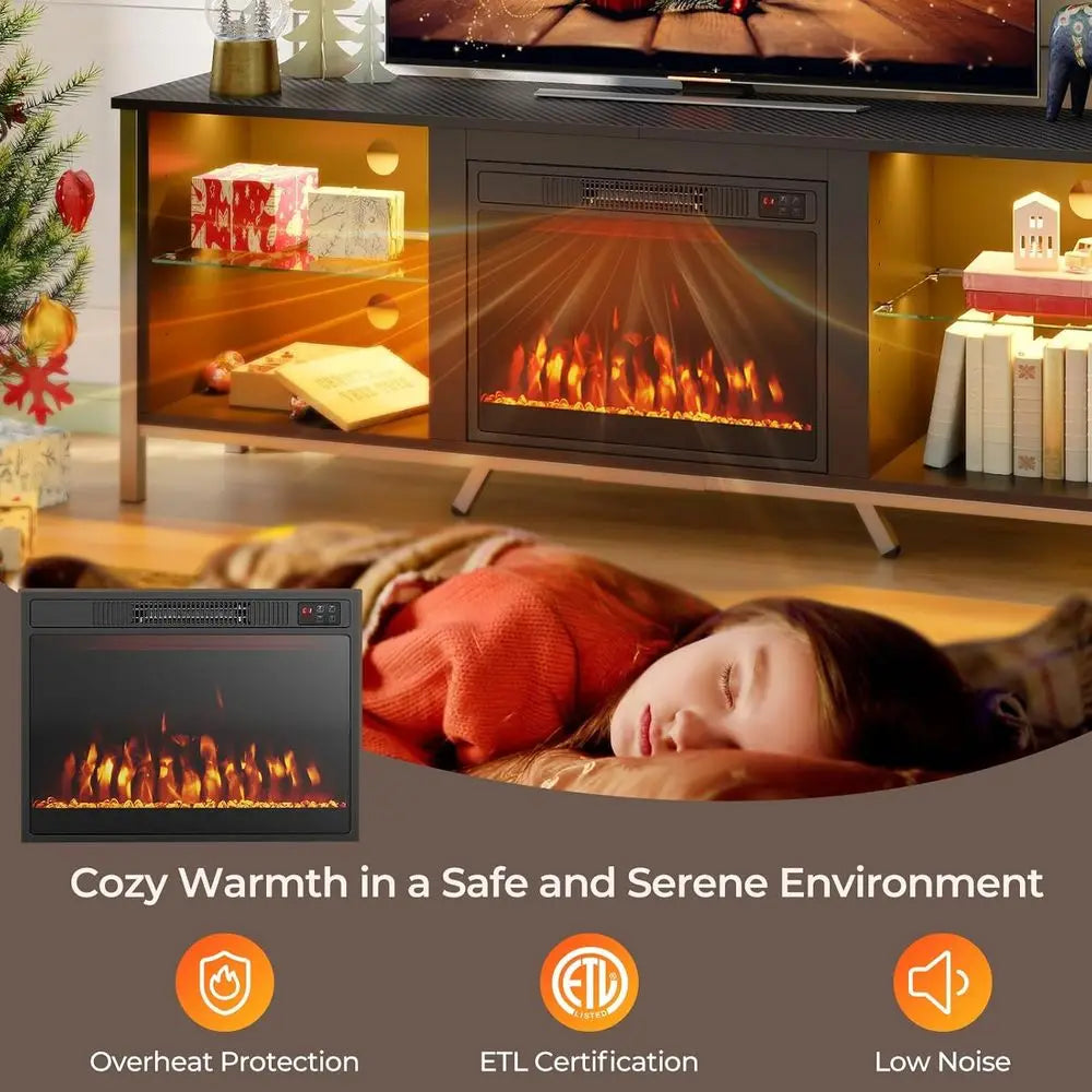 23 Inch Electric Fireplace Insert with Remote and Heater