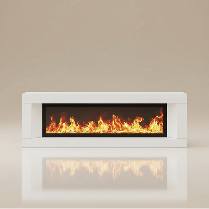 Modern Electric Fireplace TV Stand 63in 12-Color Flame White
