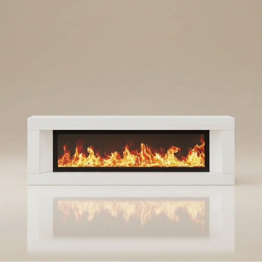 Modern Electric Fireplace TV Stand 63in 12-Color Flame White
