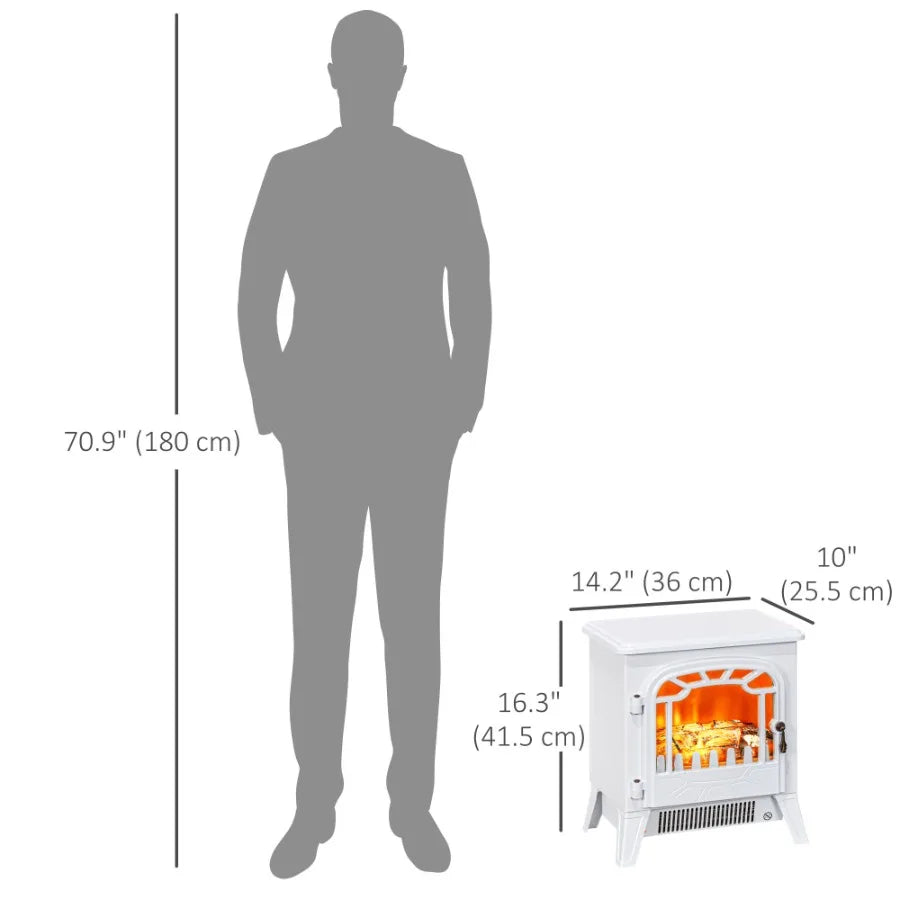 Freestanding Electric Fireplace Stove Heater 750W 1500W White