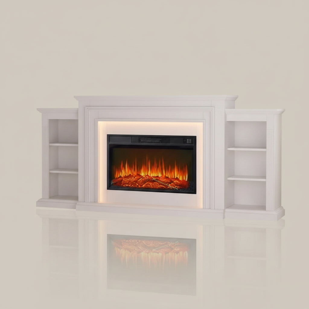 80-Inch LED Electric Fireplace TV Stand with Mantel and Heater