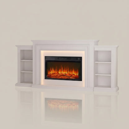 80-Inch LED Electric Fireplace TV Stand with Mantel and Heater