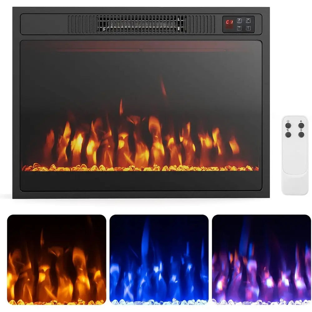 23 Inch Electric Fireplace Insert with Remote and Heater