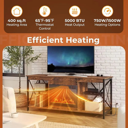 23 Inch Electric Fireplace Insert with Remote and Heater