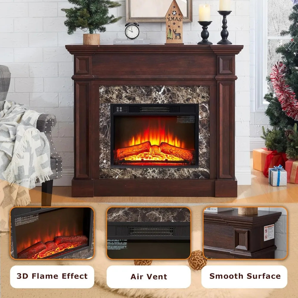 46-inch Electric Fireplace Mantel TV Stand with Remote Heater