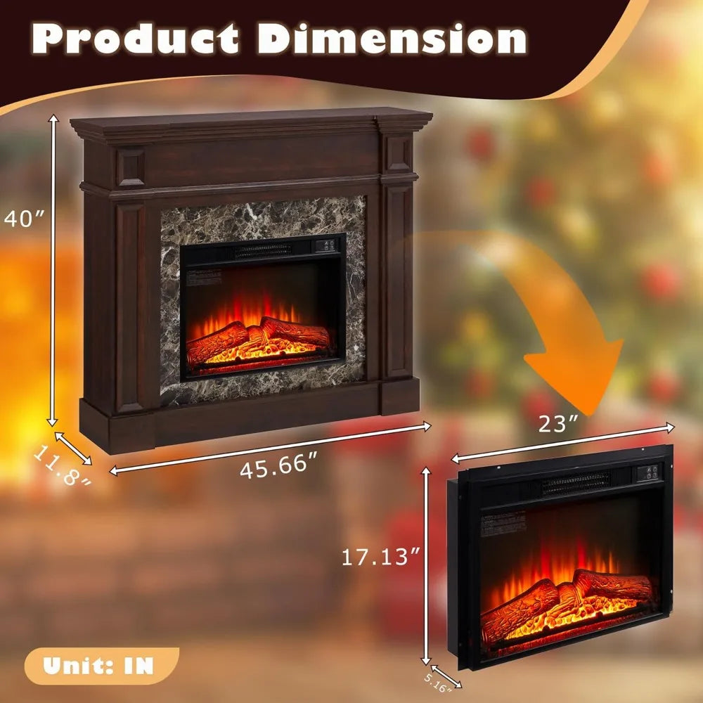 46-inch Electric Fireplace Mantel TV Stand with Remote Heater