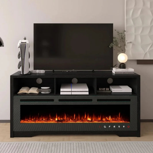 TruFlame 55 Inch Electric Fireplace TV Stand Modern Entertainment Center - Black