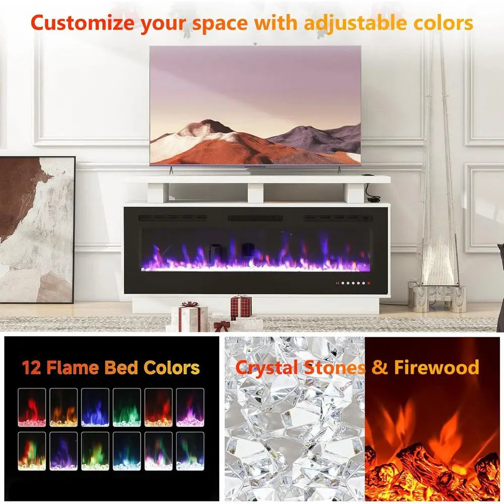 XMSJ 50 Electric Fireplace TV Stand with Mantel Entertainment Center