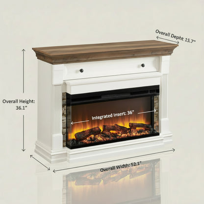 52 Inch Electric Fireplace Mantel with 36in Heater - 3 Sided - Gracie Oaks