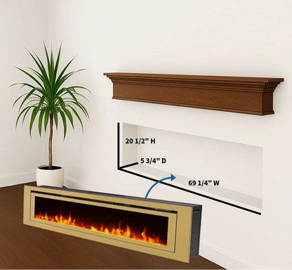 Sideline Deluxe 60 Inch Smart Electric Fireplace - Gold
