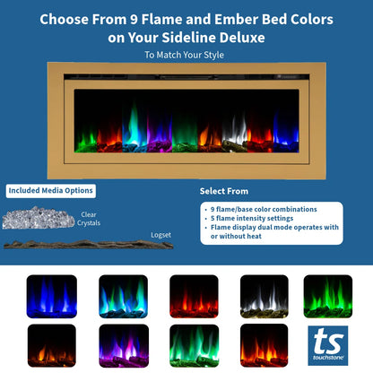 Sideline Deluxe 60 Inch Smart Electric Fireplace - Gold