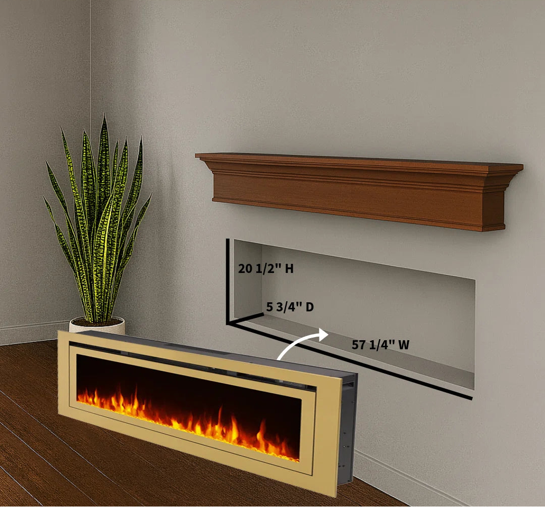 Sideline Deluxe 60 Inch Smart Electric Fireplace - Gold