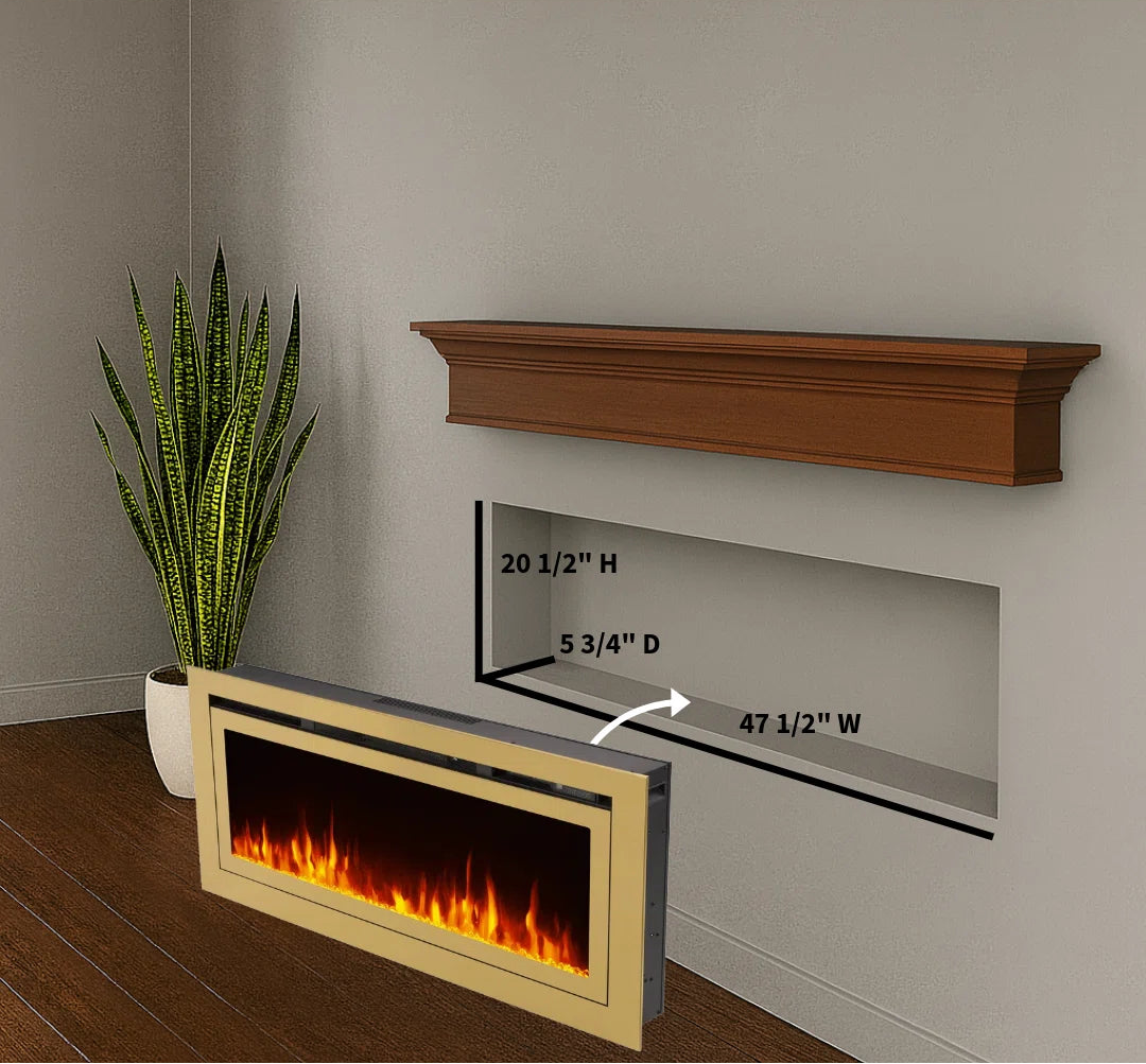 Sideline Deluxe 60 Inch Smart Electric Fireplace - Gold