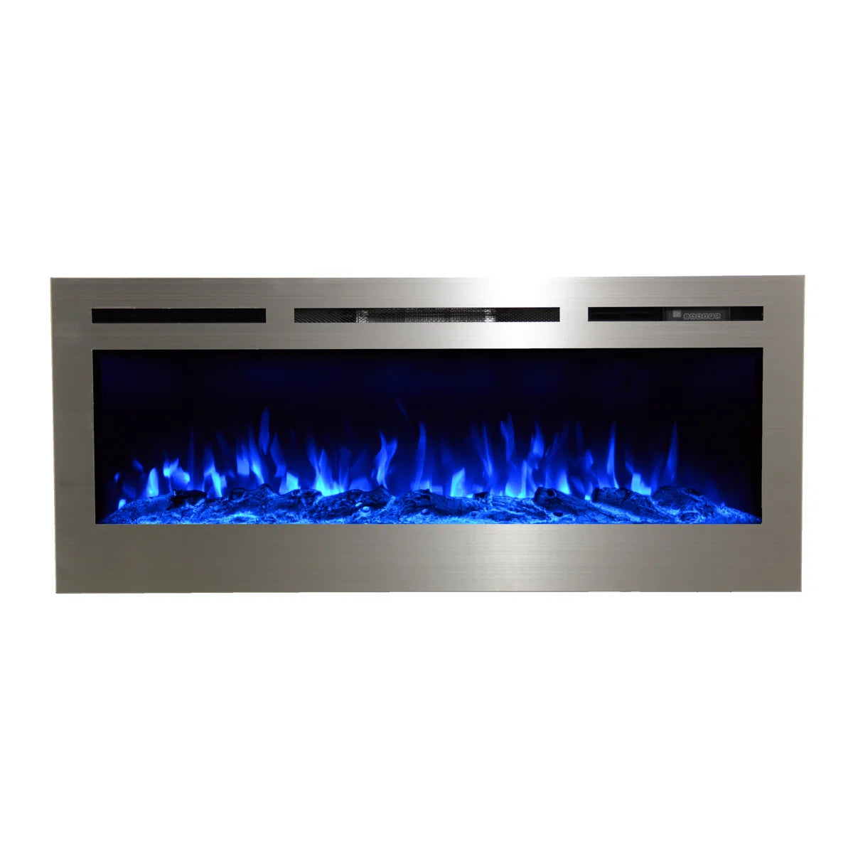 Sideline Deluxe(48", 58", 70") Recessed/Wall Mount Smart Electric Fireplace - Stainless Steel - Silver