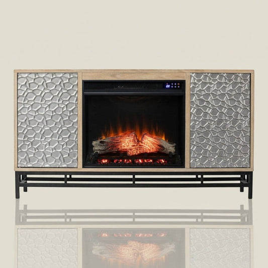 Darby Home Co TV Stand with Electric Fireplace Unfinished 50-inch