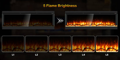 Studio 80 Inch 3-Sided Electric Fireplace Insert - 8-Color Realistic Flames - Remote 750W/1500W Heater - Safe ETL Certified