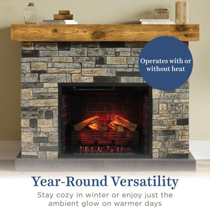 Country Living Dixson Stone 55 Inch Electric Fireplace Brick Mantel