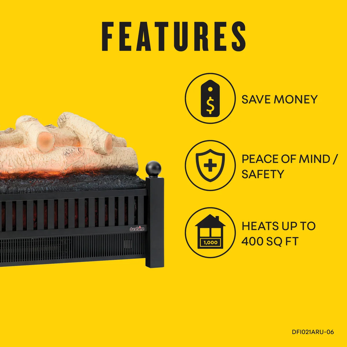 Duraflame Electric Fireplace 20.5 Inch Electric Log Set Heater - Remote - Birch