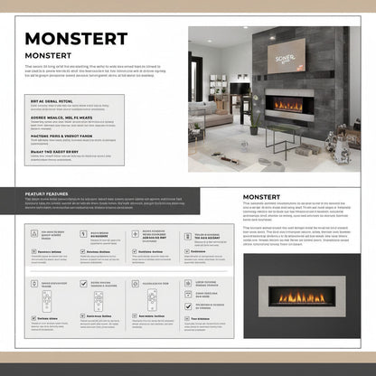 EZ Ember 36-inch wall-mounted electric fireplace with sleek glass front, LED flames, and remote control in a living room