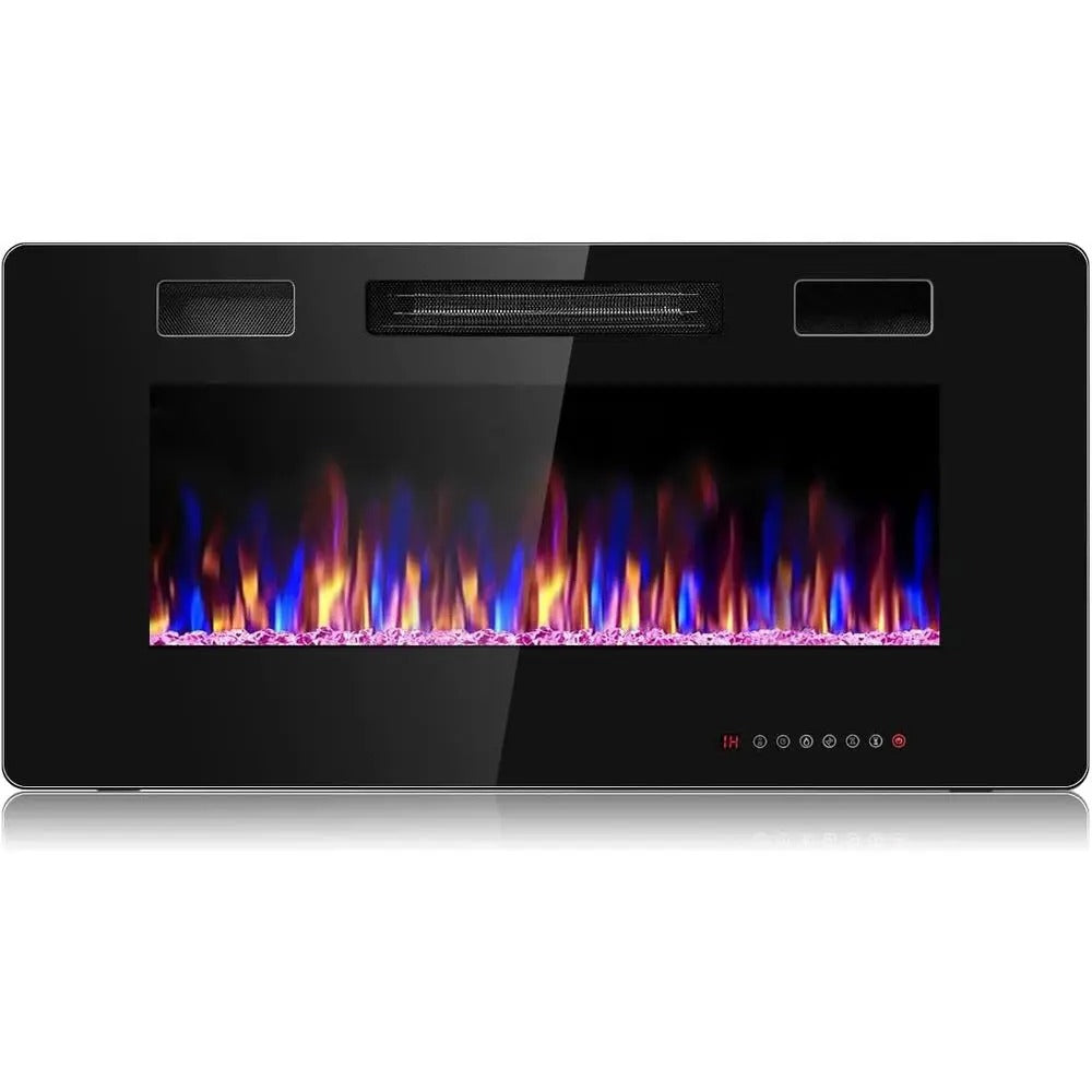 GenFlame 36 Inch Electric Fireplace Insert Wall Mounted Recessed Heater Remote Control