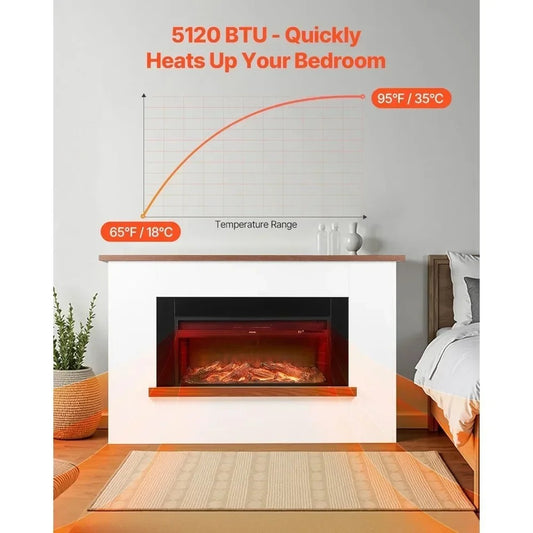 TruFlame 66 Inch Freestanding Electric Fireplace Mantel - 1500W Heater