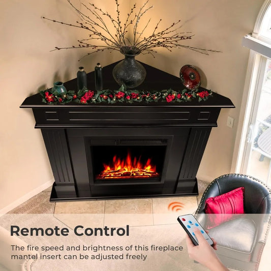 TruFlame 44 Inch Corner Fit Electric Fireplace Mantel Heater with Remote - Black