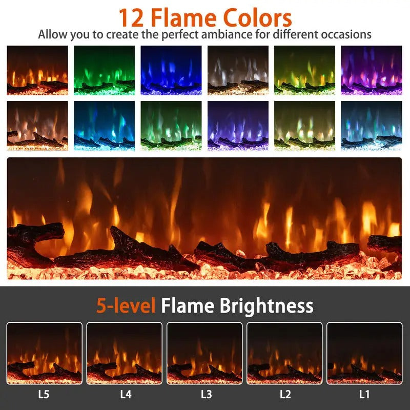 TruFlame 50 Inch Electric Fireplace Insert Wall Mount 3 Sided- with Remote Control