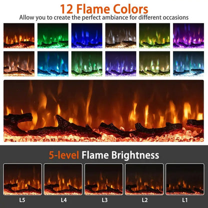 TruFlame 50 Inch Electric Fireplace Insert Wall Mount 3 Sided- with Remote Control