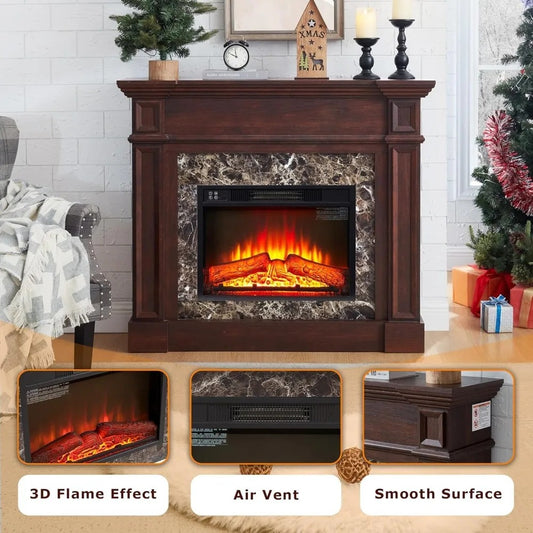 TruFlame 46 Inch Electric Fireplace Mantel with Remote Heater - Black