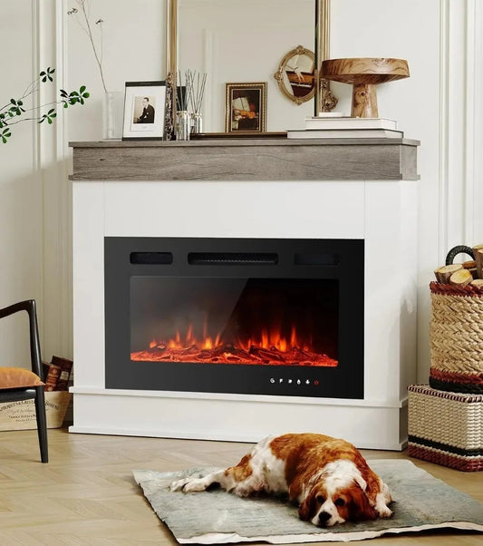 TruFlame 39 Inch Electric Fireplace Mantel Heater 1500W 12 LED Colors