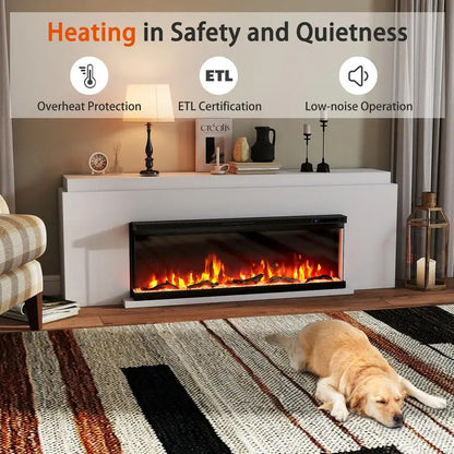 TruFlame 50 Inch Electric Fireplace Insert Wall Mount 3 Sided- with Remote Control