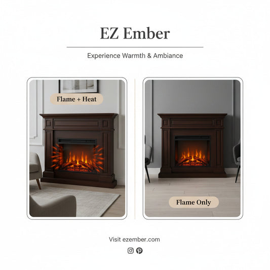 GenFlame 32 Inch - Electric Fireplace - Mantel - 1400W Heater 3D Flame -Dark Brown